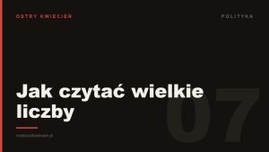 Ciemna grafika z napisem „Jak czytać wielkie liczby” — okładka wpisu o miliardach z konferencji prasowych