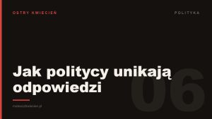 Ciemna grafika z napisem „Jak politycy unikają odpowiedzi” — okładka wpisu o pięciu unikach w wywiadach