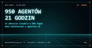 Okładka wpisu #050: 950 agentów, 21 godzin — co odkrycie Claude’a mówi marketerowi o agentach AI